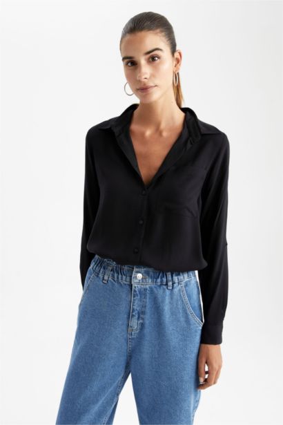 Regular Fit Shirt Collar Long Sleeve Shirt