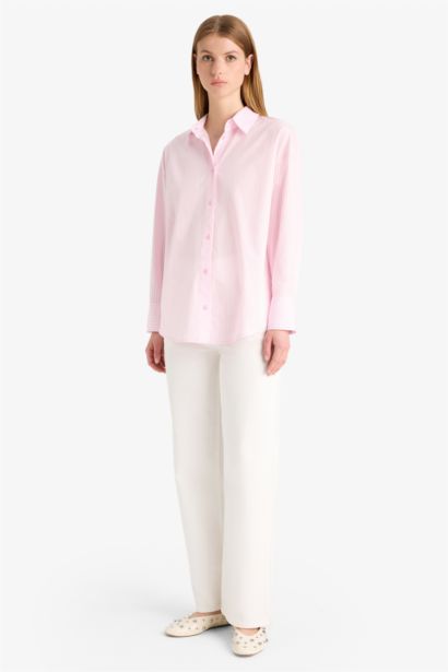 Oversize Fit Poplin Long Sleeve Shirt