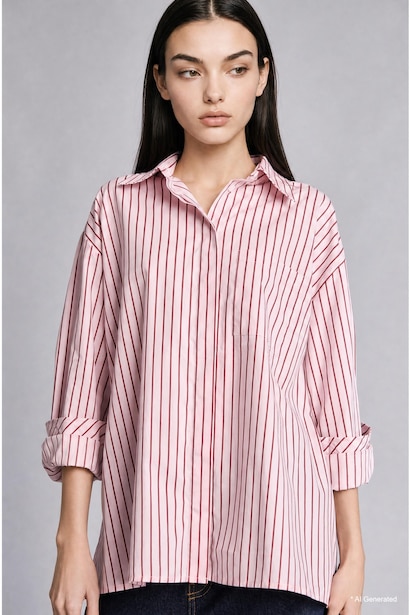 Oversize Fit Poplin Long Sleeve Shirt