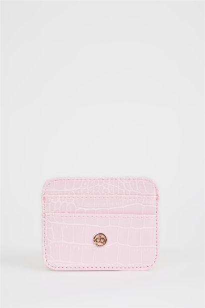 Woman Faux Leather Croco Card Holder