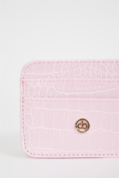 Woman Faux Leather Croco Card Holder