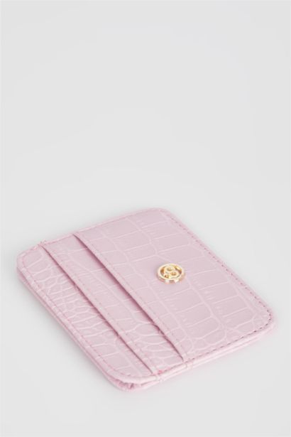 Woman Faux Leather Croco Card Holder
