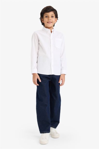 Boy Polo Neck Oxford Long Sleeve Shirt