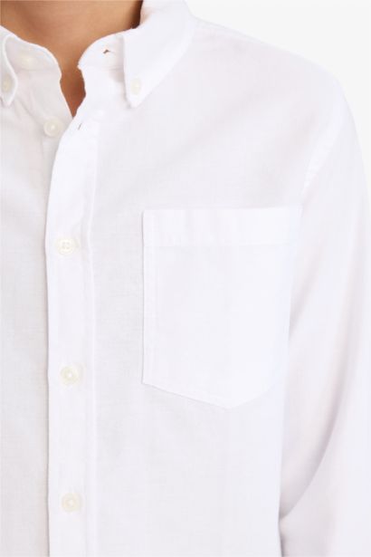 Boy Polo Neck Oxford Long Sleeve Shirt