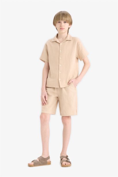 Chemise oversize en mousseline à manches courtes pour garçon