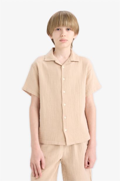 Chemise oversize en mousseline à manches courtes pour garçon