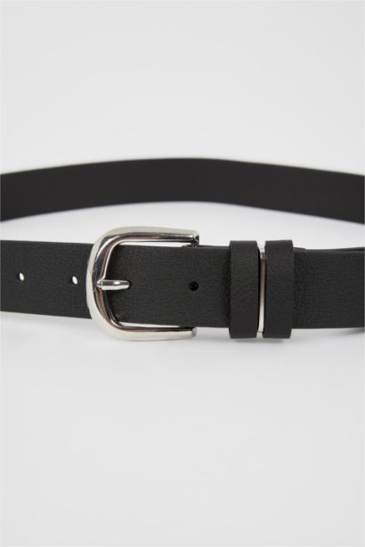 Kadın Dikdörtgen Toka Suni Deri Jean Kemeri