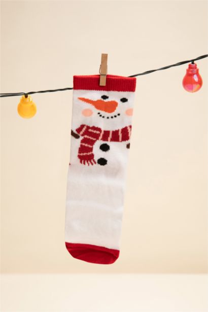 Kız Çocuk Yılbaşı Temalı Pamuklu 3'lü Uzun Çorap