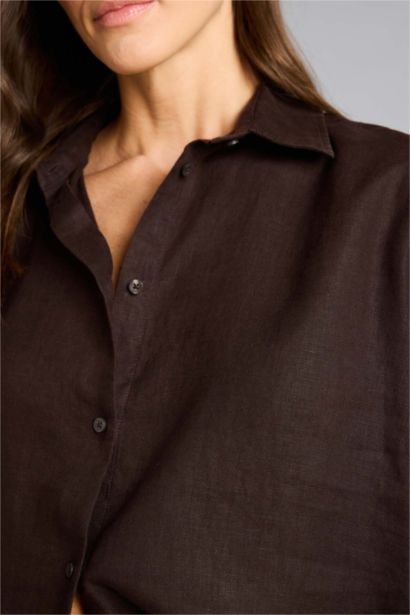Рубашка с длинным рукавом оверсайз из льна для женщин