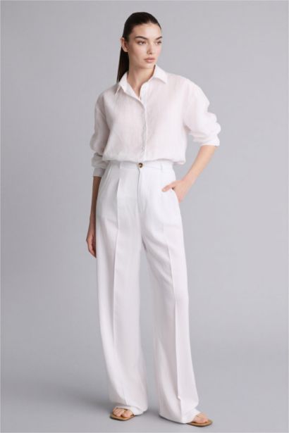 Рубашка с длинным рукавом оверсайз из льна для женщин