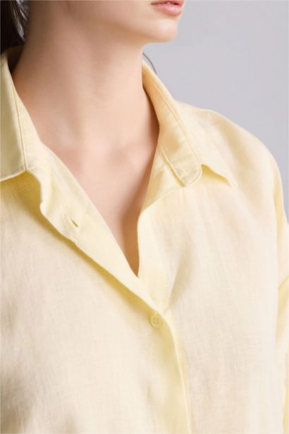 Рубашка с длинным рукавом оверсайз из льна для женщин