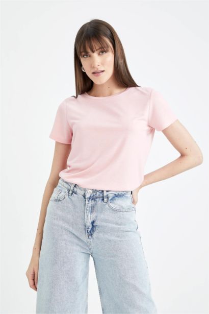 Regular Fit Crew Neck Short Sleeve Basic T-Shirt