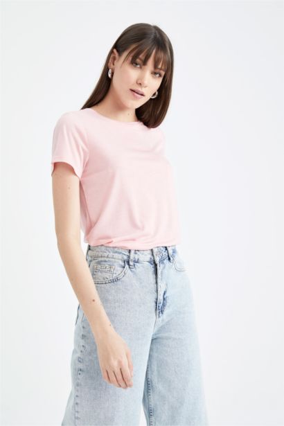 Regular Fit Crew Neck Short Sleeve Basic T-Shirt