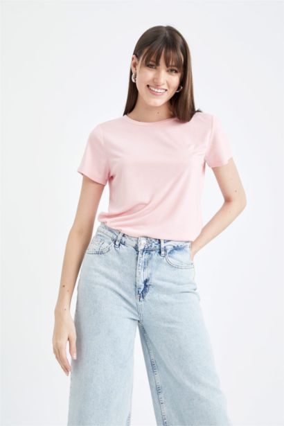 Regular Fit Crew Neck Short Sleeve Basic T-Shirt