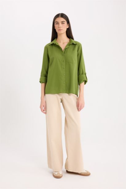 قميص ردن طويل قصة عادية