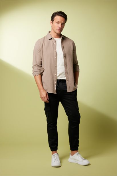 поло жаға мақта Ұзын жеңді көйлек