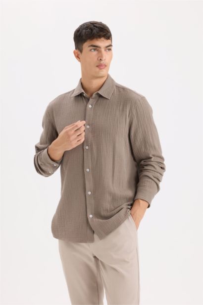 Chemise à manches longues en mousseline pour garçon