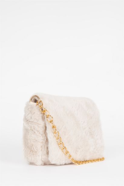 Женская сумка плюшевая с цепью
