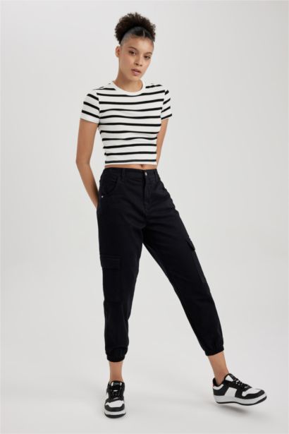 Cargo Jogger Normal Waist Gabardine Cotton Trousers