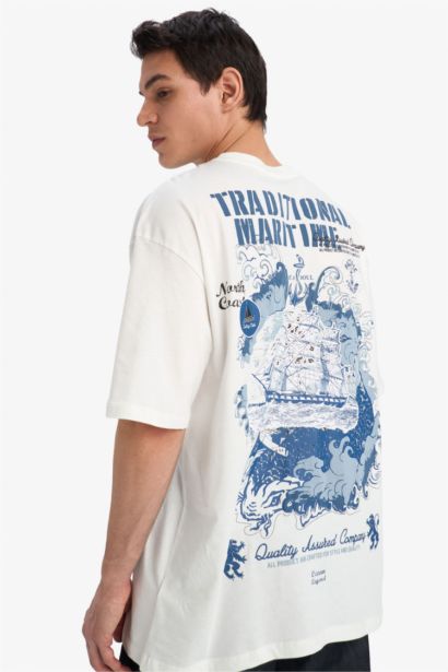 Oversize Fit Crew Neck Printed Short Sleeve T-Shirt