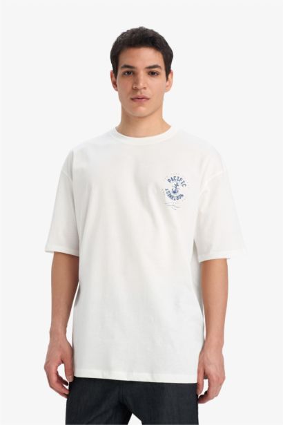 Oversize Fit Crew Neck Printed Short Sleeve T-Shirt