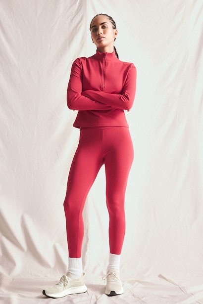 Red Soft Lining Sports Leggings