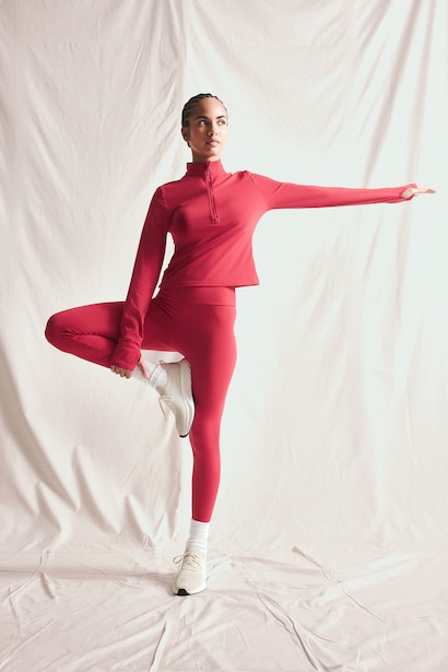 Red Soft Lining Sports Leggings