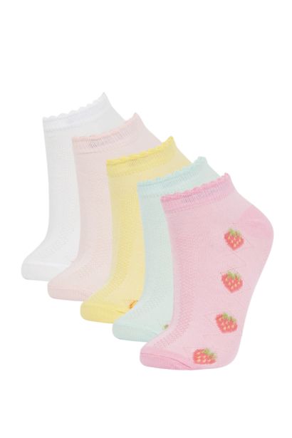 Girls' Cotton 5 Pack Short Socks
