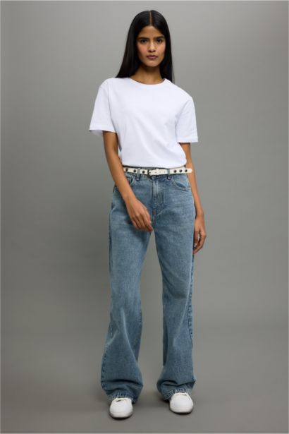 Regular Fit Crew Neck Basic Cotton White T-Shirt