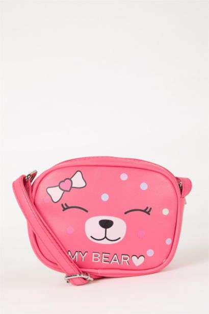 Girl Teddy Bear Patterned Shoulder Bag