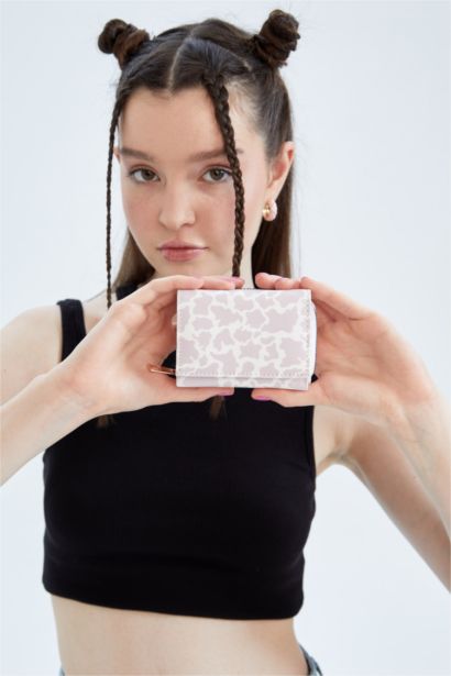 Kadın Desenli Suni Deri Cüzdan