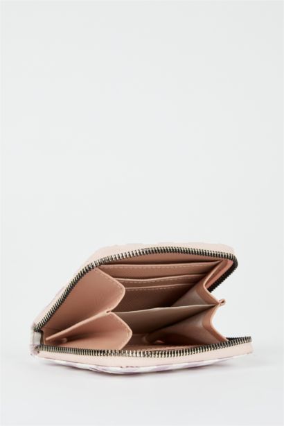 محفظة جلد صناعي مزخرفة بنقشة مربعات للسيدات