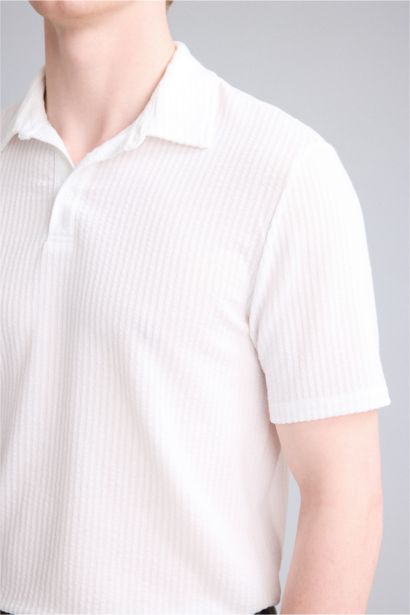 Slim Fit Dar Kesim Polo Yaka Pamuklu Kısa Kollu Tişört