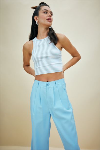 Fitted Crew Neck Ribbed Camisole Singlet