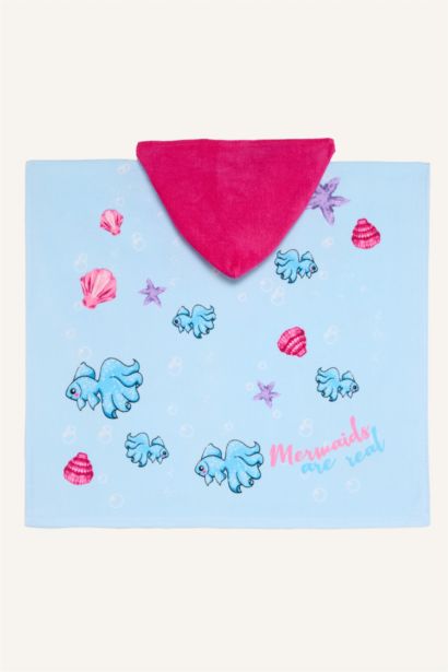 Girl Printed Cotton Poncho Towel