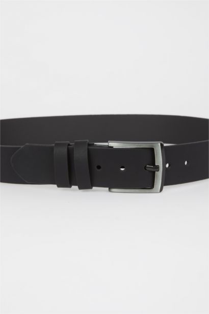 حزام جلد صناعي بمشبك مستطيل