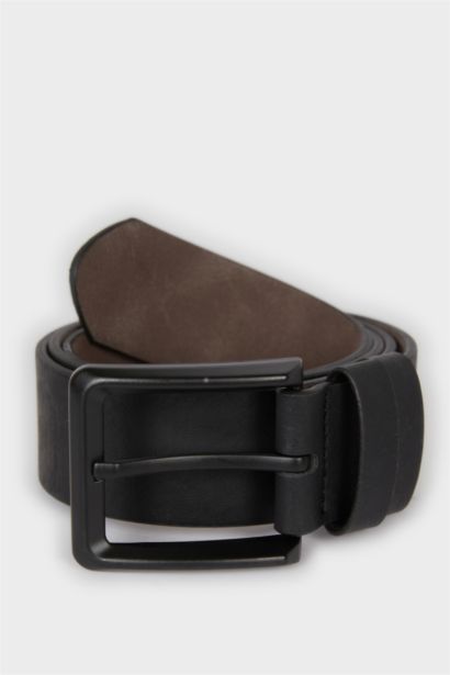 Erkek Dikdörtgen Toka Suni Deri Jean Kemeri