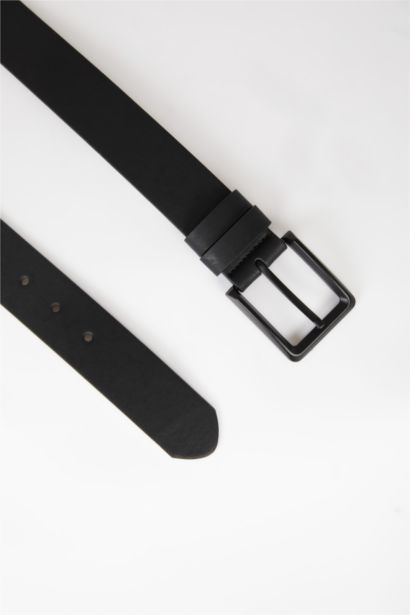 Erkek Dikdörtgen Toka Suni Deri Jean Kemeri