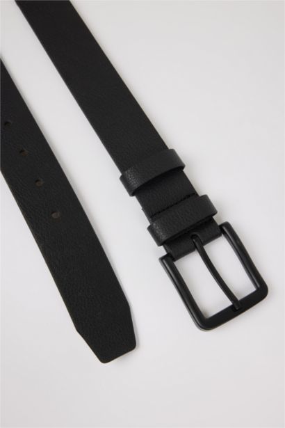 Man Rectangle Clasp Faux Leather Belt