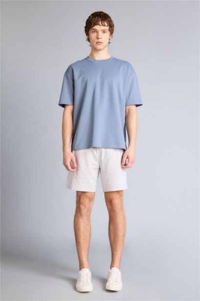 تيشيرت نص كم اوفر سايز برقبة مستديرة