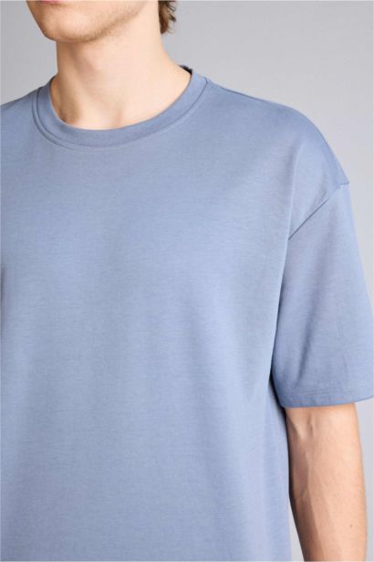 تيشيرت نص كم اوفر سايز برقبة مستديرة