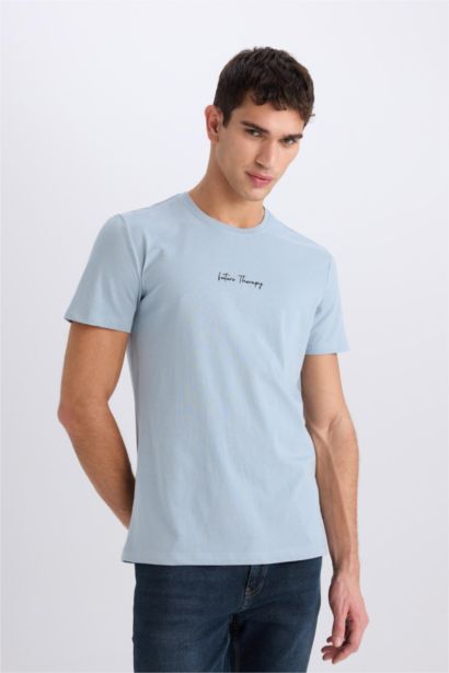 Slim Fit Crew Neck Printed Short Sleeve T-Shirt