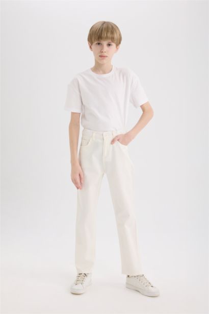 Boy Regular Fit Straight Leg Gabardine Trousers