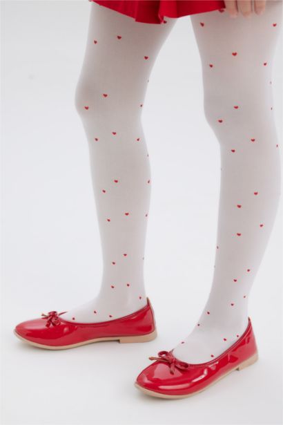 Girl Heart Patterned Banana Pantyhose