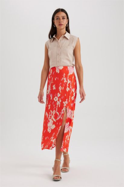 A Cut Flower Normal Waist Midi Skirt