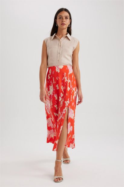 A Cut Flower Normal Waist Midi Skirt