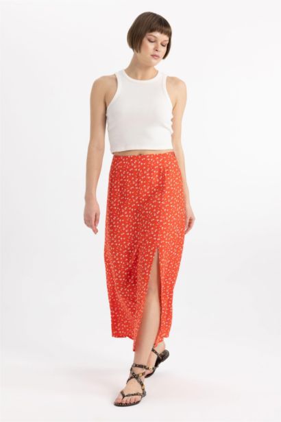 A Cut Flower Normal Waist Midi Skirt