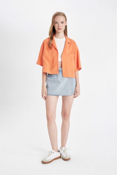 Chemise Oversize à Manches Courtes en Modal