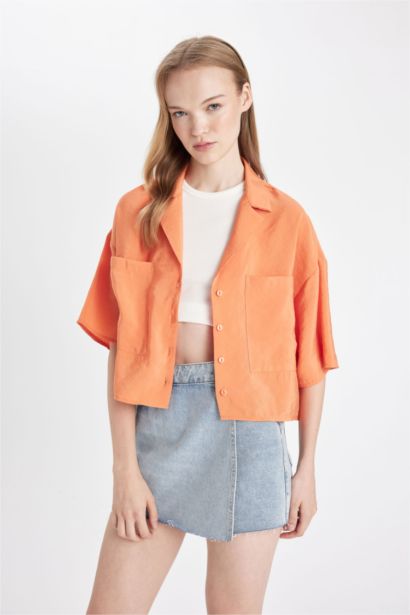 Chemise Oversize à Manches Courtes en Modal