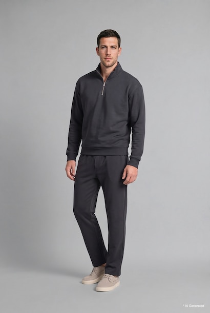 Regular Fit Yarım Fermuarlı Basic Sweatshirt